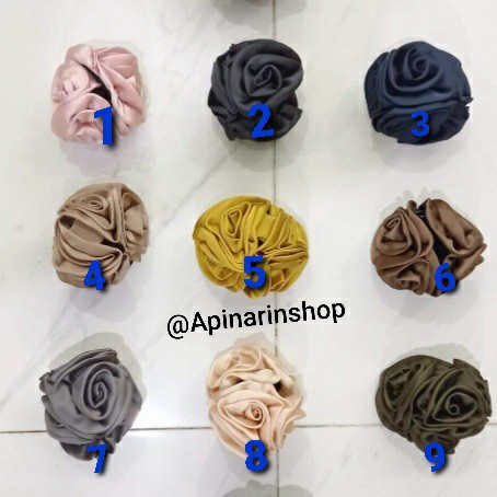 ༺ COD AKTIF ༻ Jepit cepol 3 bunga satin (s)