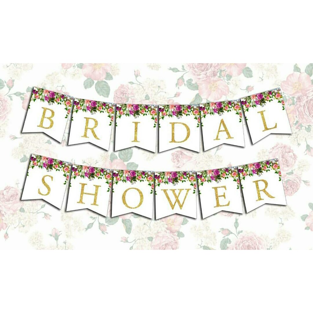 BUNTING FLAG BRIDAL SHOWER WHITE