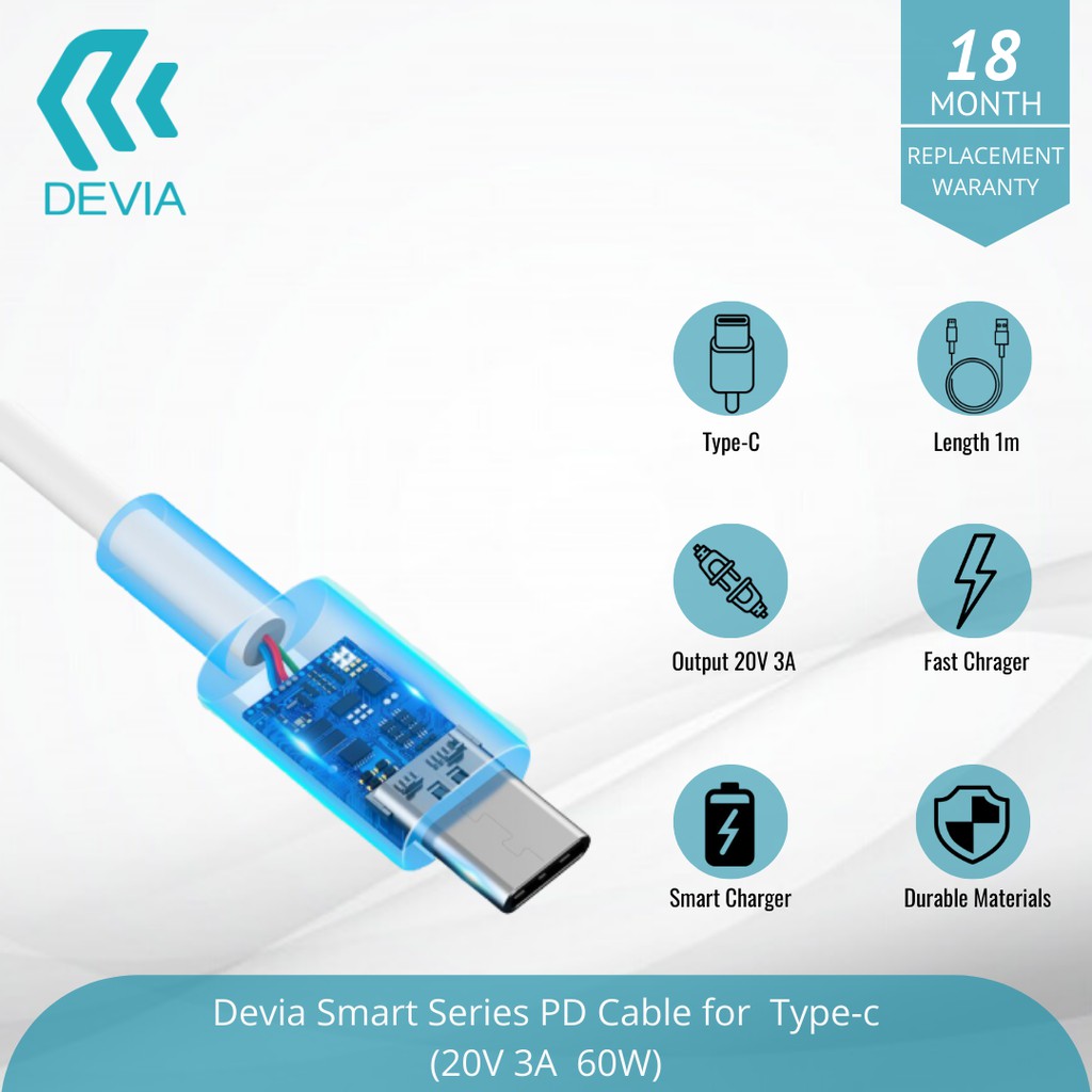 Devia Smart Series PD Cable for Type-c (20V 3A  60W)