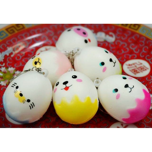 Promo Random cute mini character egg squishy telur Murah