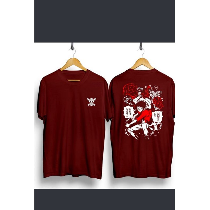 kaos luffy merah