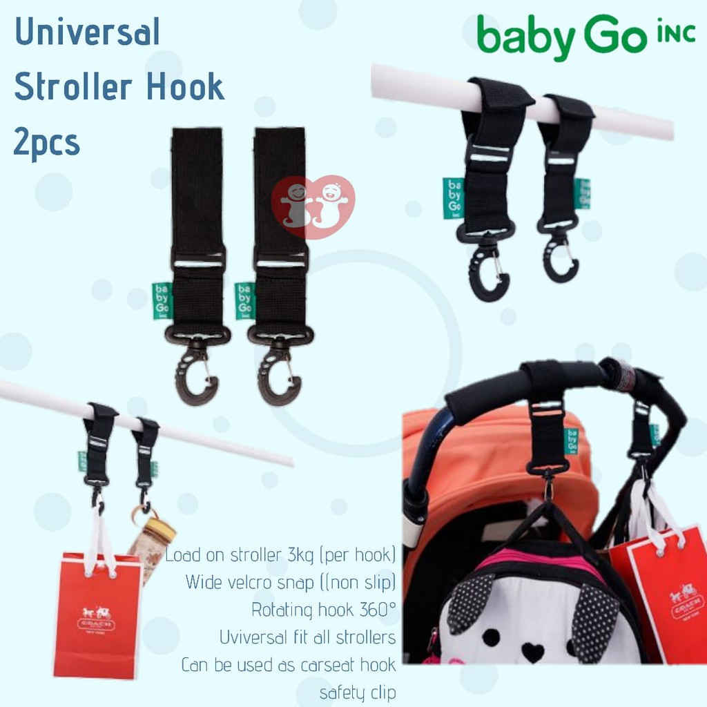 BabyGO Inc Universal Stroller Hooks 2pcs Small