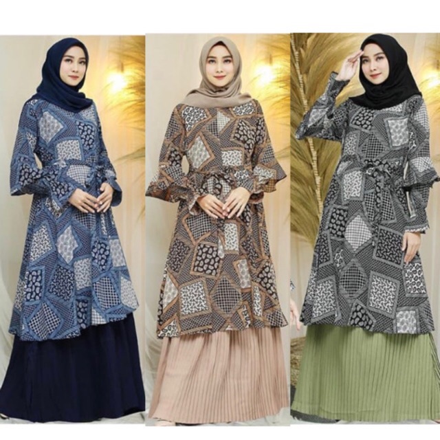 Setelan serut tunik + rok