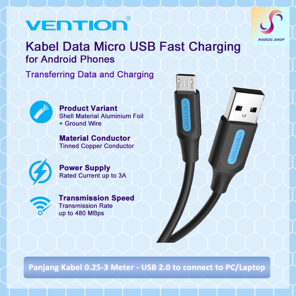 Vention Kabel Data Micro USB 2.0 Fast Charging for Android - 3 Ampere