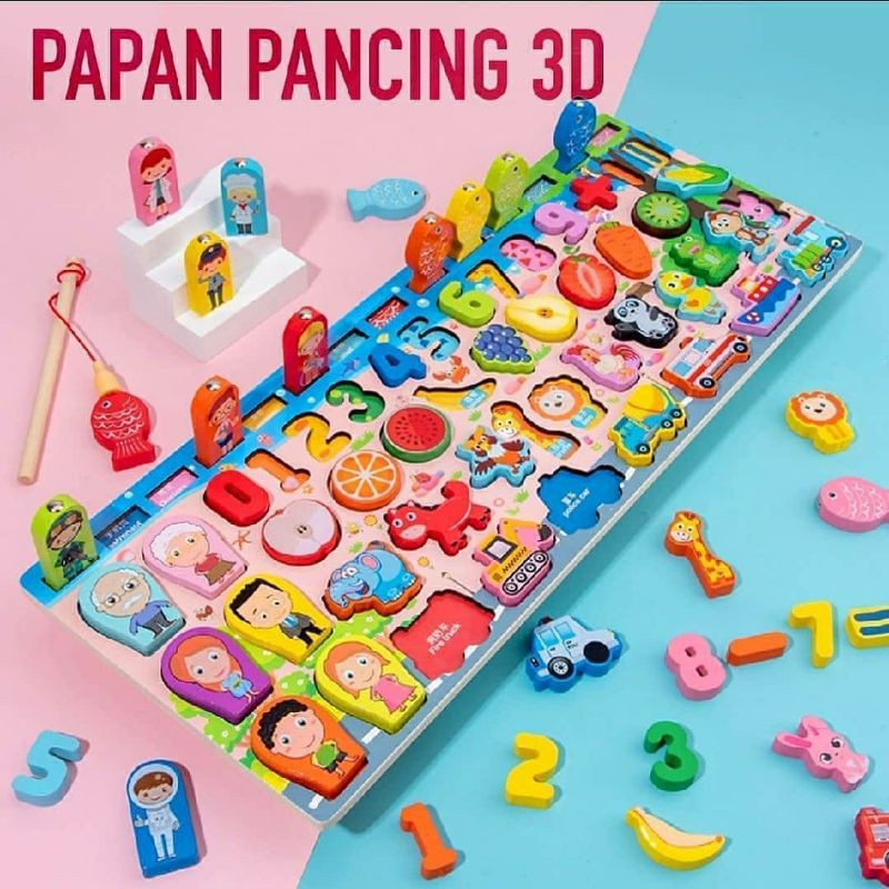 Papan Puzzle Pancingan 3D