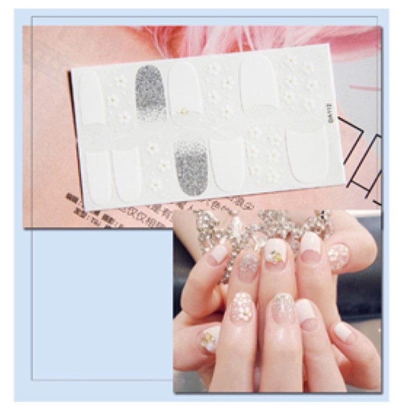 Sparkling white nail sticker