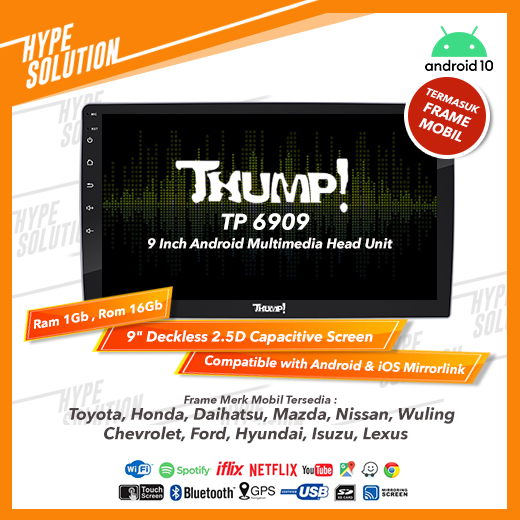 THUMP TP 6909 Headunit android 9 inchi Isuzu D MAX 2012
