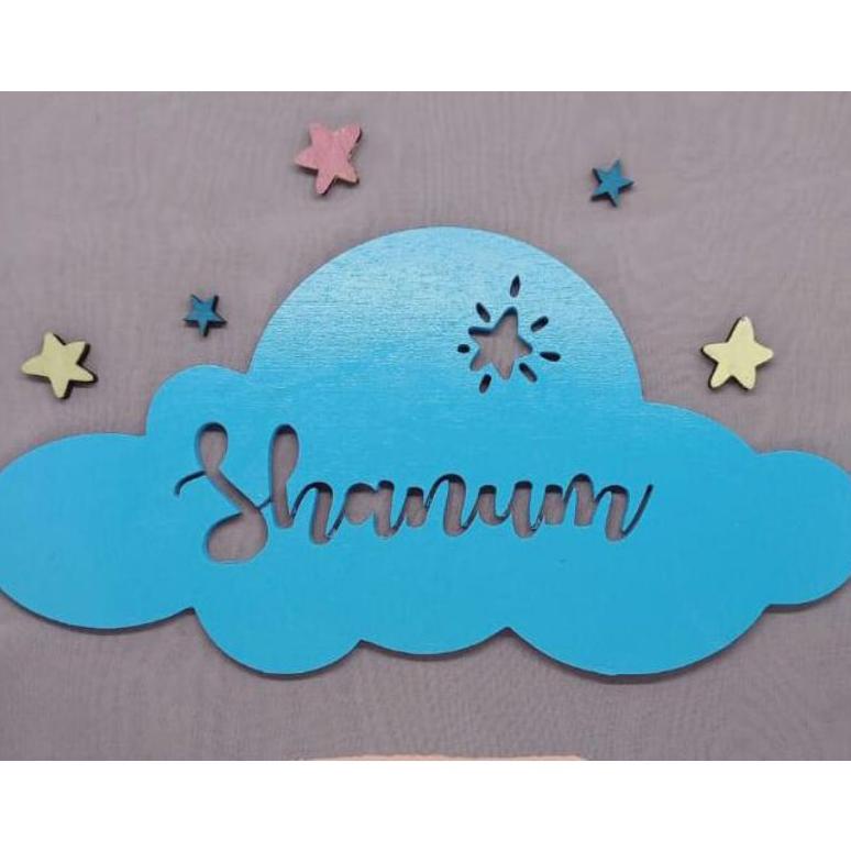 hiasan dinding nama custom model awan