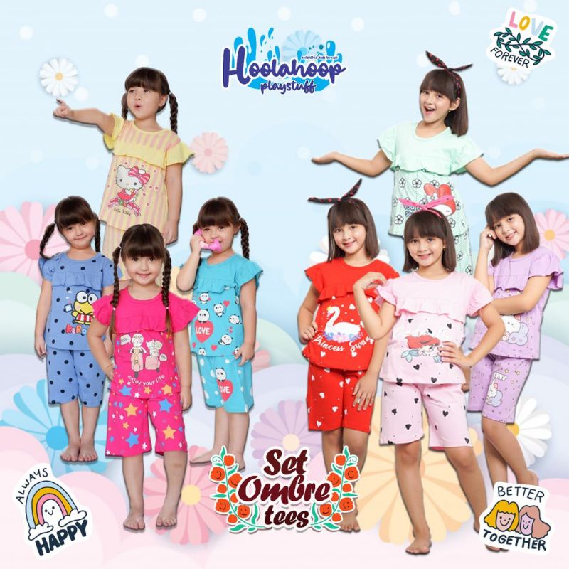 Setelan anak cewek Ombree tees set