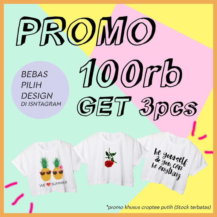 PROMO 100RB 3PCS CROPTEE PUTIH