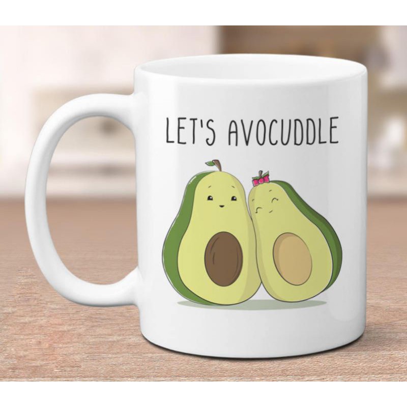 Mug custom unik lucu ILUSTRASI LET'S AVOCUDDLE