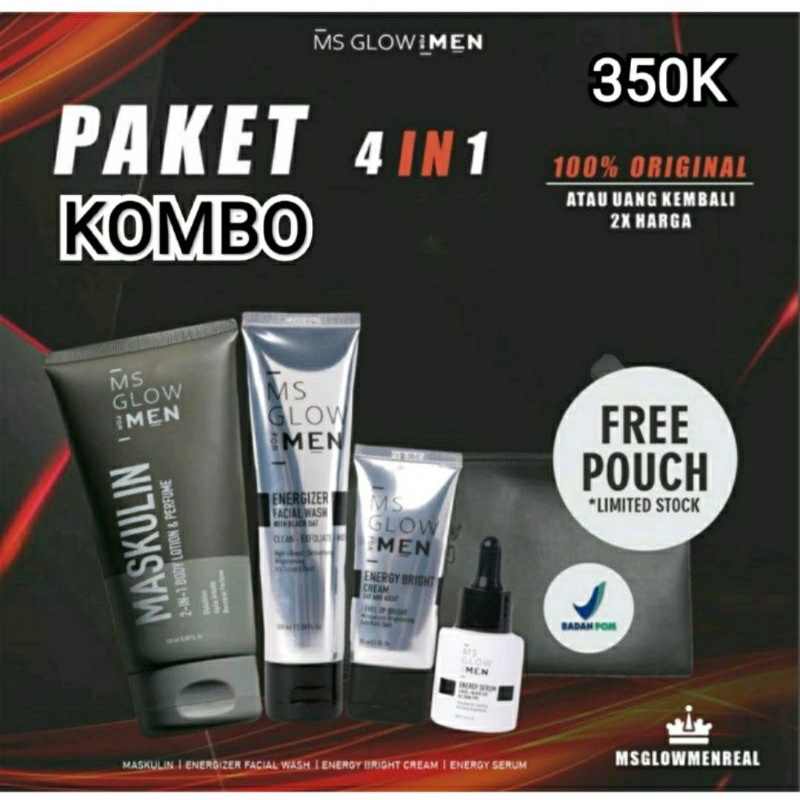 MS GLOW FOR MEN paket basic + maskulin Ms Glow Men paket kombo