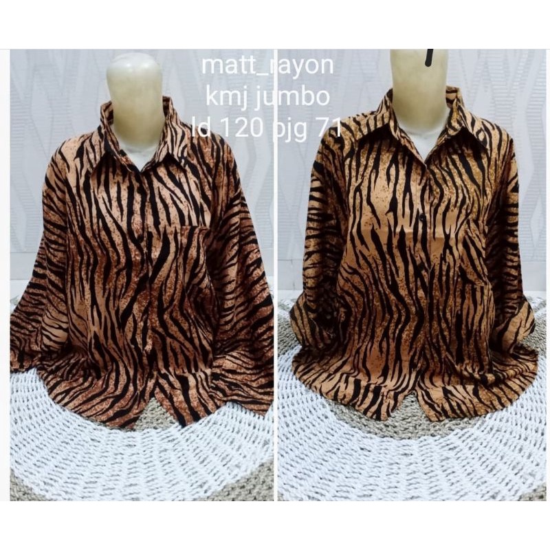 matt leopard rayon kemeja jumbo
