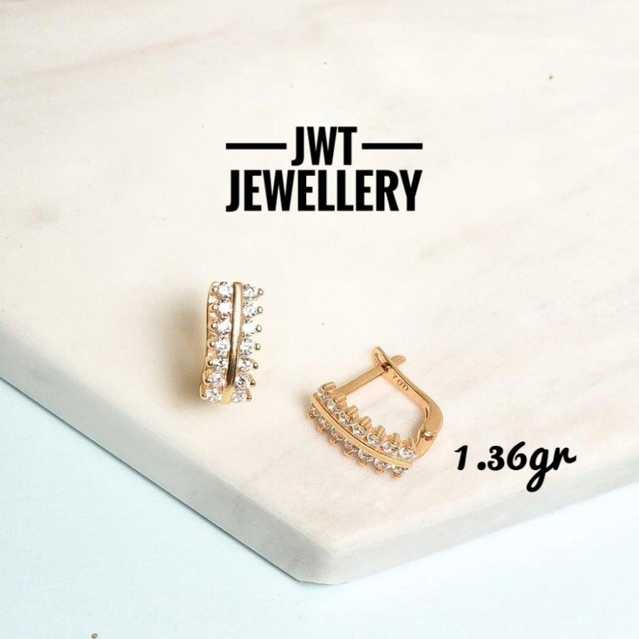 ANTING GIWANG EMAS JEPIT DOUBLE LISTRING EARRING DIAMOND LOOK