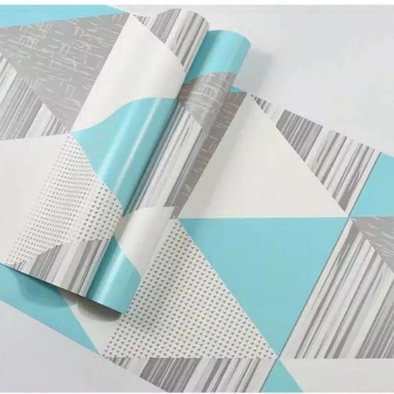 wallpaper sticker dinding segitiga biru