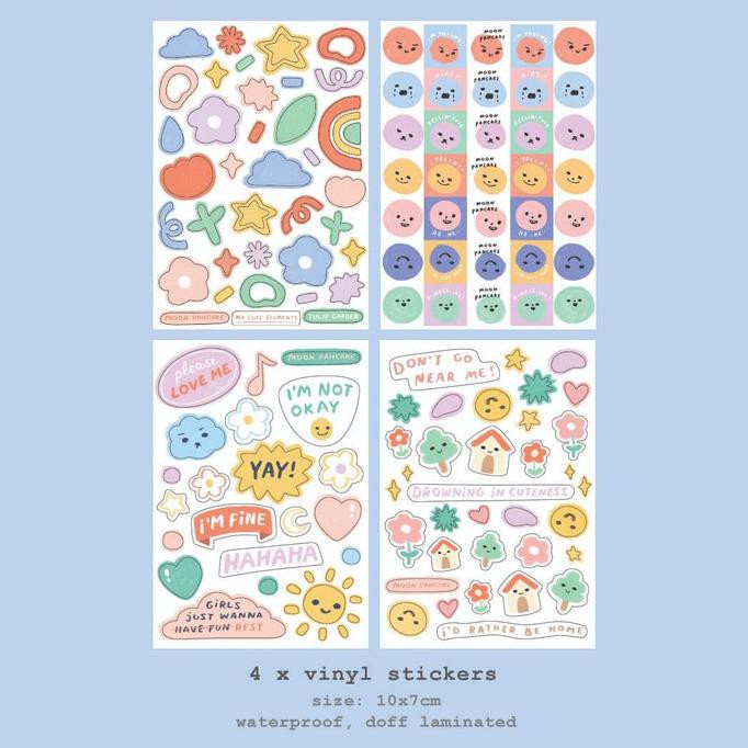[[BISA COD]] Moon Pancake Cute Element Bundle Vinyl Sticker Set NEW Kode 466
