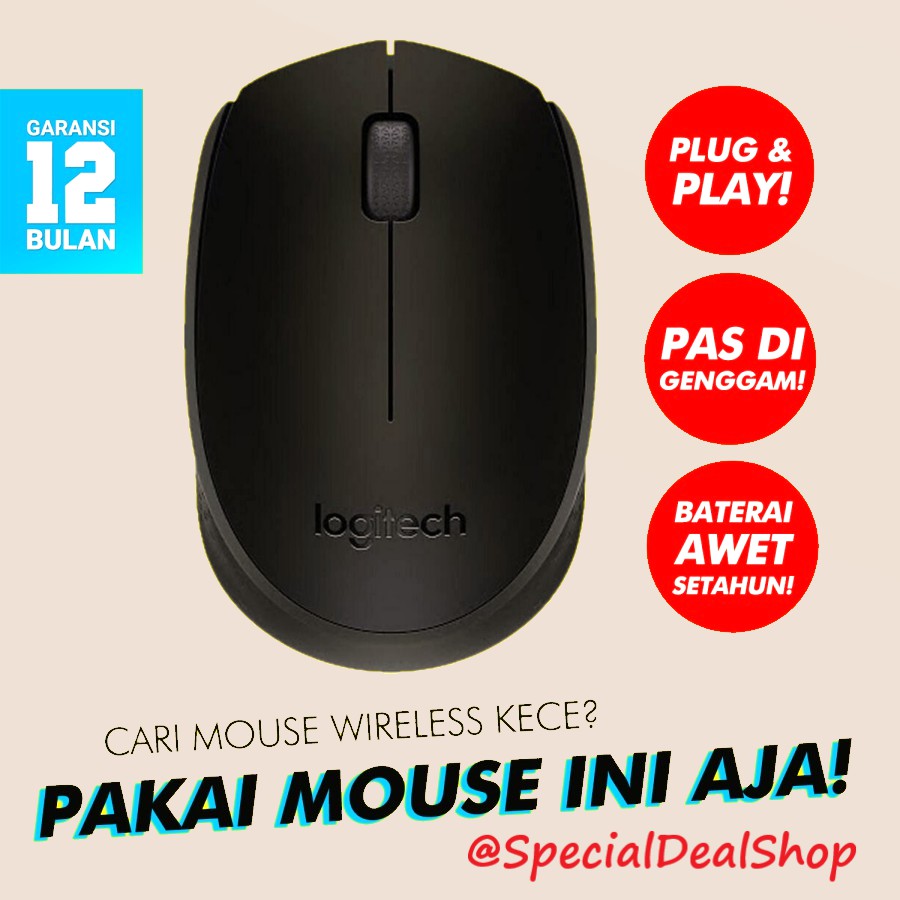 Logitech M170 M171 Mouse Wireless untuk Windows, Mac, Linux dan ChromeOS