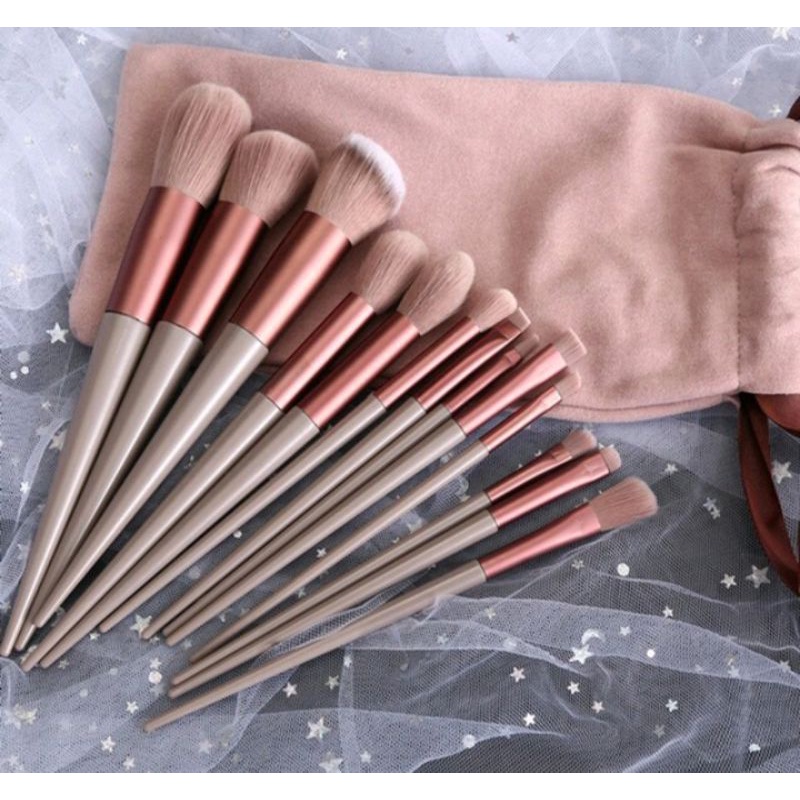 Kuas Make Up Set 13 pcs pouch Profesional