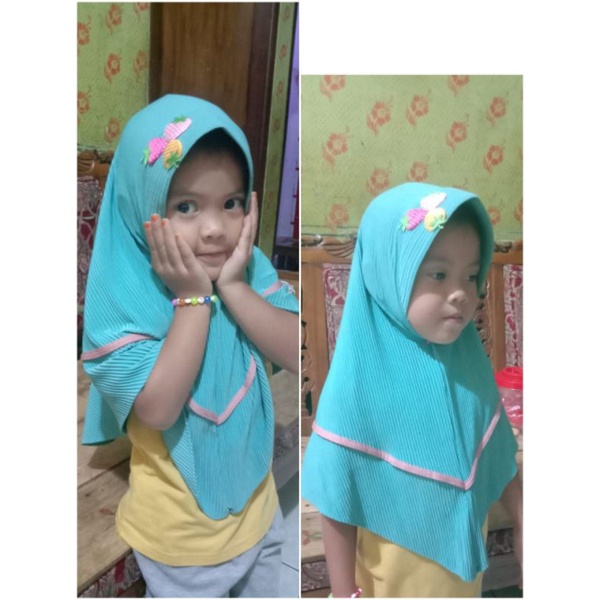 Hijab Plisket Anak Strobery List