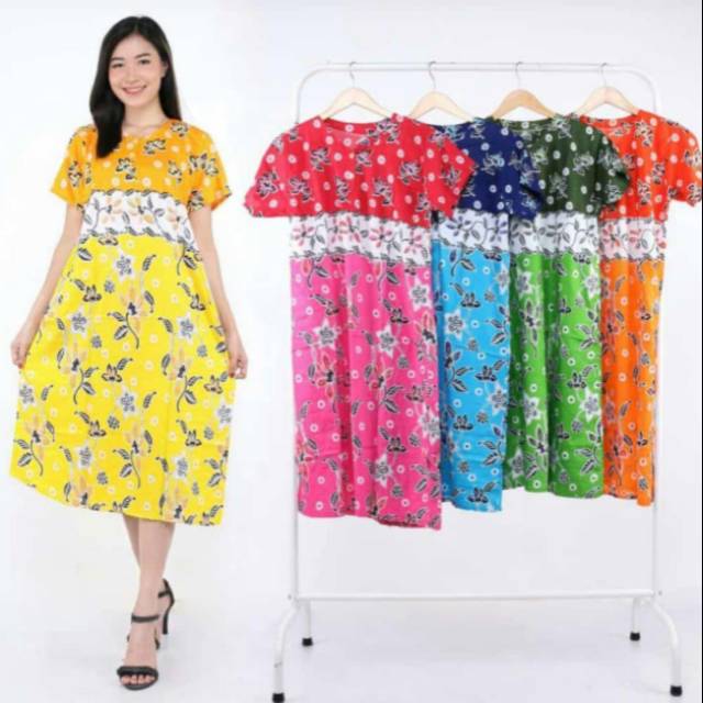 Daster ibu motif teratai