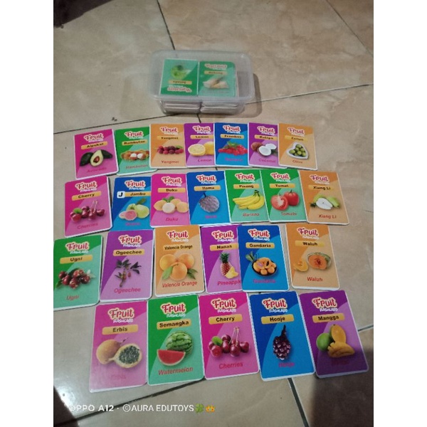 flash card buah buahan