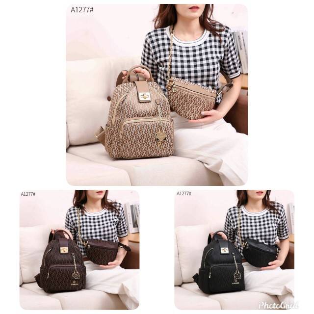 Aigner Backpack With Sling Bag #A1277