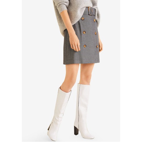 MANGO | Herringbone Buttons Skirt