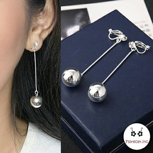 Retro Simple Ball Electroplating Long Ear Clip