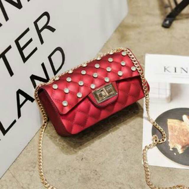 Tas jelly matte diamond maroon