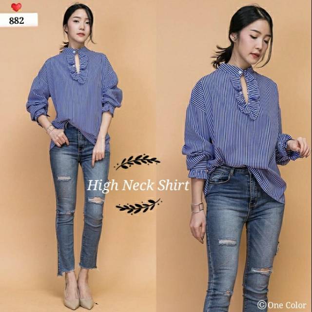 RESTOCK!!! High neck shirt 882