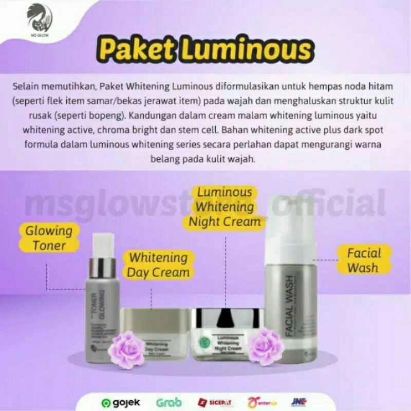 PAKET MSGLOW WHITENING,LUMINOUS,ACNE,ULTIMATE