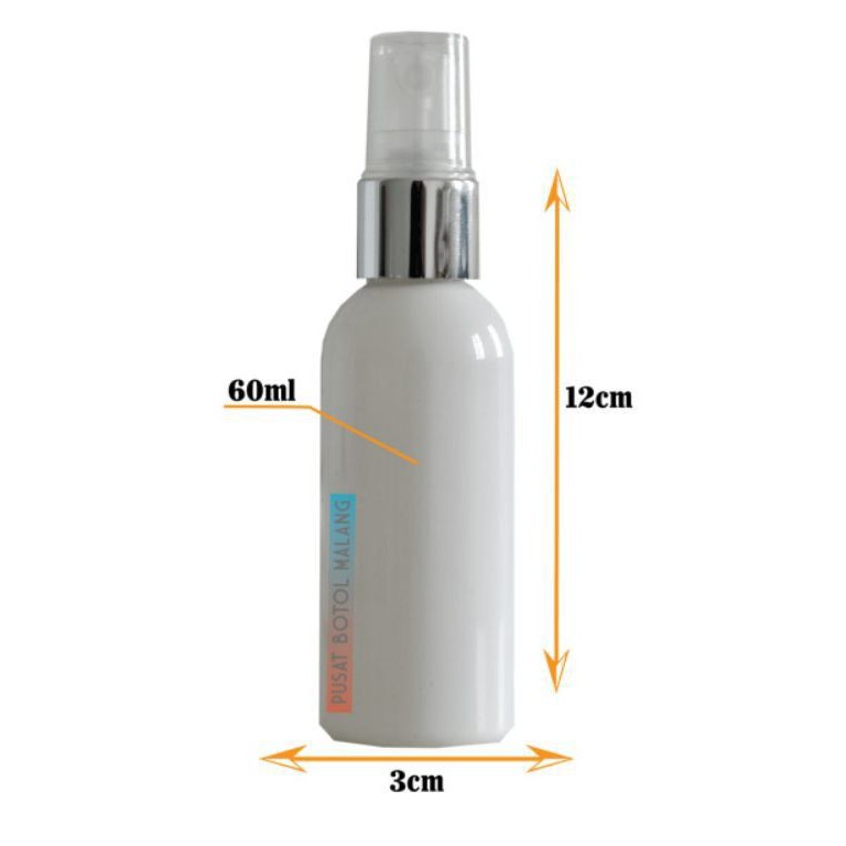botol plastik 60ml spray ( silver putih)