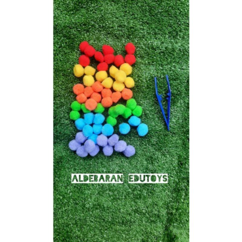 TERMURAH!! POMPOM 2.5 CM DAN 1 CM (60 PCS)