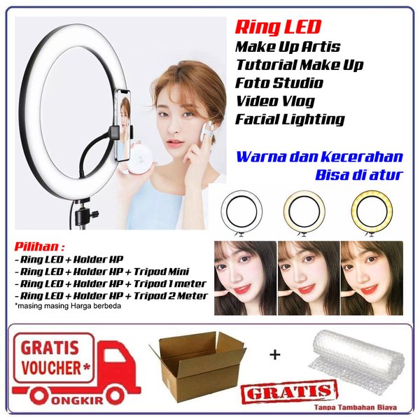 Lampu Studio Ring LED Tutorial Make up Artis Video Vlog Facial LightingRing LED