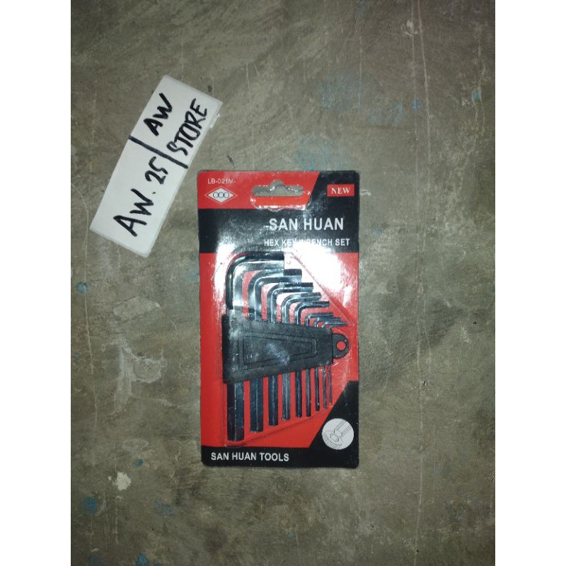 Kunci L Set 9Pcs Rata Pendek