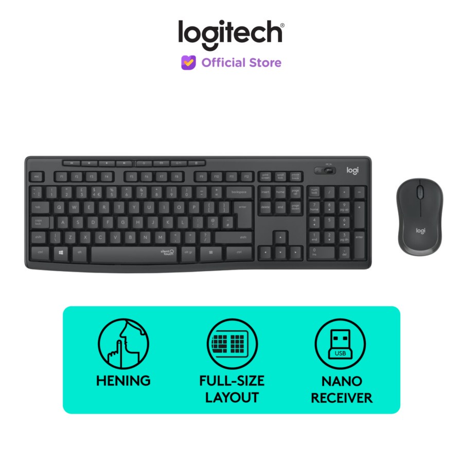 Logitech MK295 Combo Keyboard dan Mouse Wireless Silent MultimediaKeys