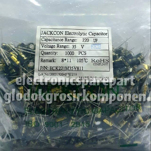 elco 220uF 35V Jackcon Quantity 1000pcs