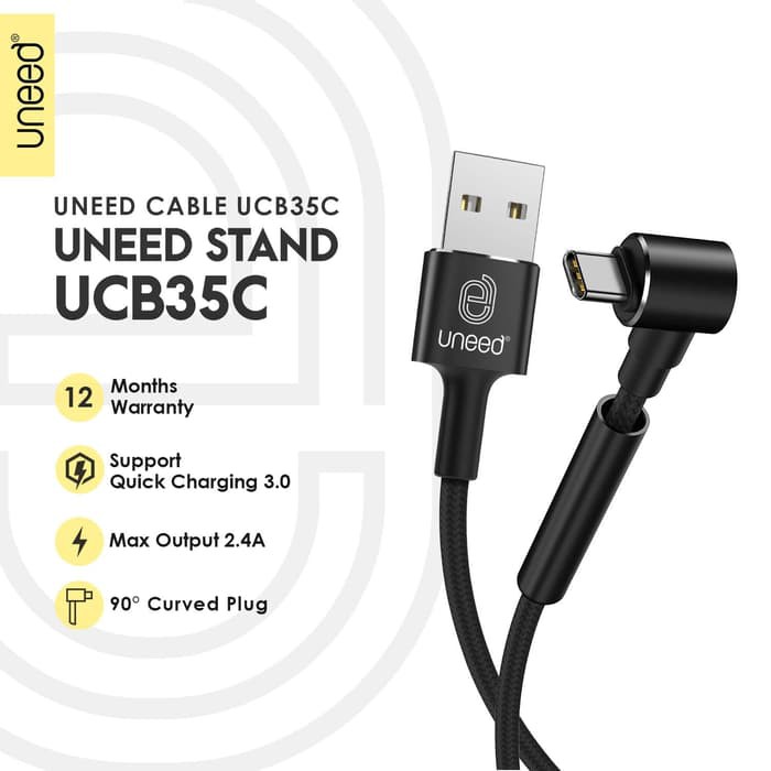 UNEED STAND Kabel Data Type C Quick Charge 3.0 Max 2.4A – UCB35C