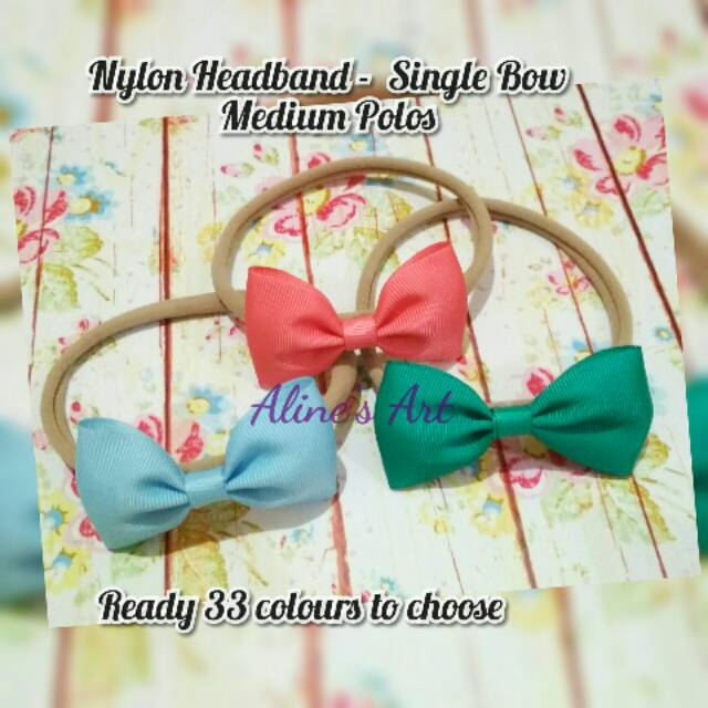 Nylon Headband -  Single Bow Medium Polos