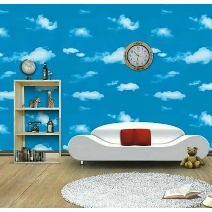 WALLPAPER DINDING AWAN BIRU 10M X 45CM