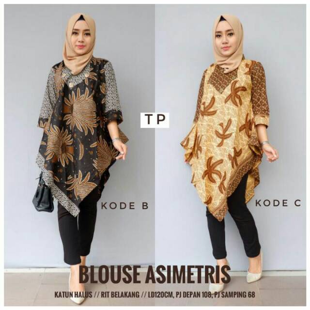 Blouse batik asimetris modern