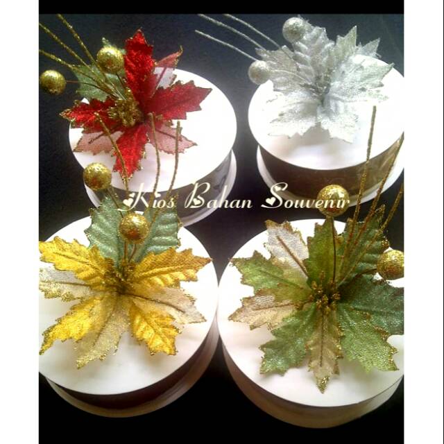 Bunga hiasan natal glitter B