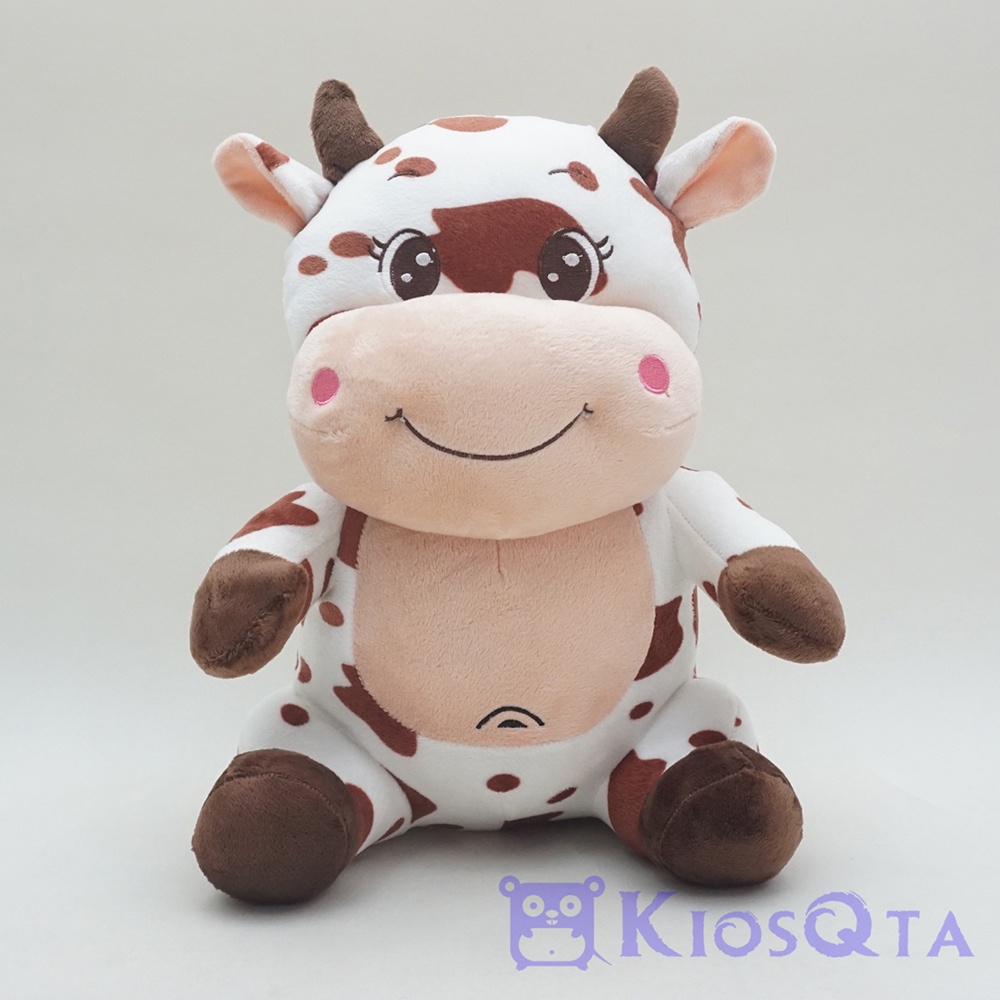boneka sapi sitting cow senyum coklat large