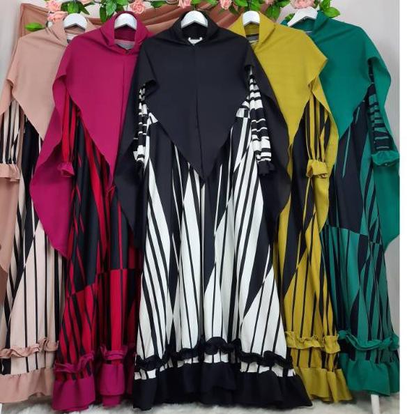 Harga Murah.. GAMIS SYARI MISBEE SET KHIMAR BUBBLEPOP