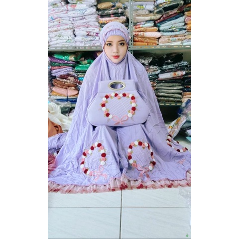 Mukena bordir Bunga Tile
