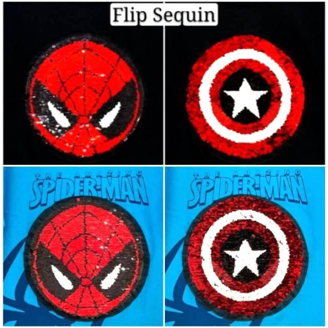 🆕️ KAOS ANAK SEQUIN - SUPERHERO SPIDERMAN
