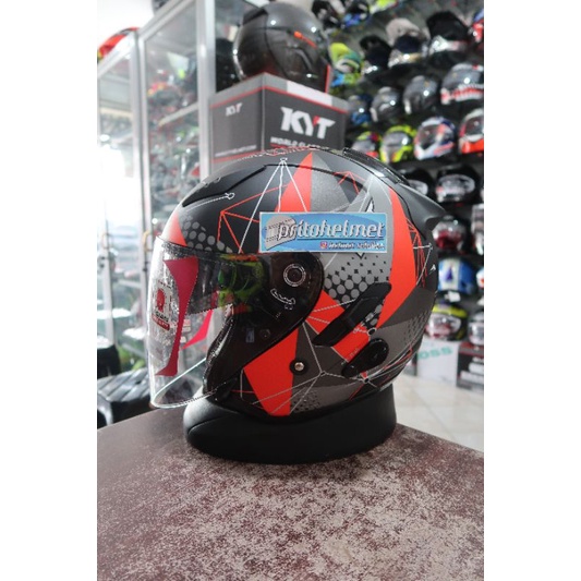 KYT Galaxy Flat R Matrix Black Red 2Visor