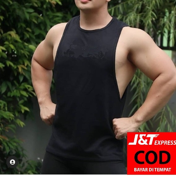 { BISA COD } Low Cut - Singlet - Hitam GYM pria