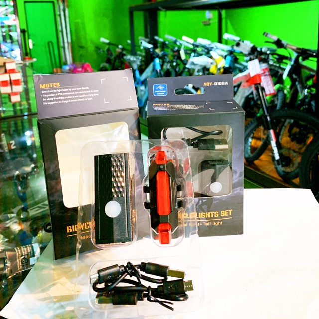 Lampu sepeda set / head light + tail light