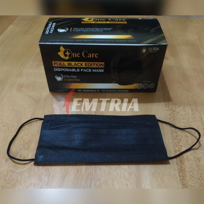 Masker Hitam 3 Ply Earloop 1 pcs